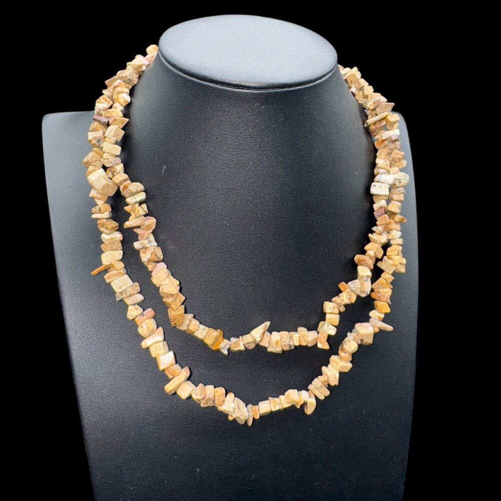 Beaded Necklace Jasper Stone Chips 34 in